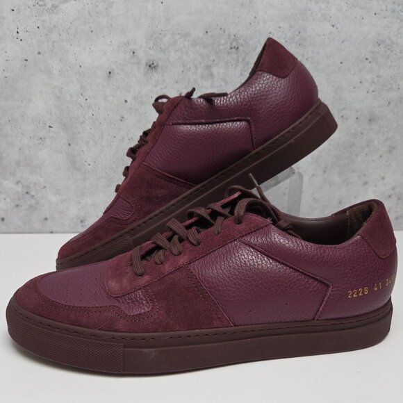 Common Projects BBall Low Premium Bordeaux Sneakers Mens 41 US 8 Leather & Suede - Picture 2 of 10